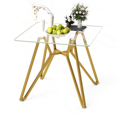 35.4-Inch Square Tempered Glass Dining Table