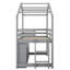 Lit mezzanine simple avec cadre de toit, étagère de rangement sous le lit-1303989718