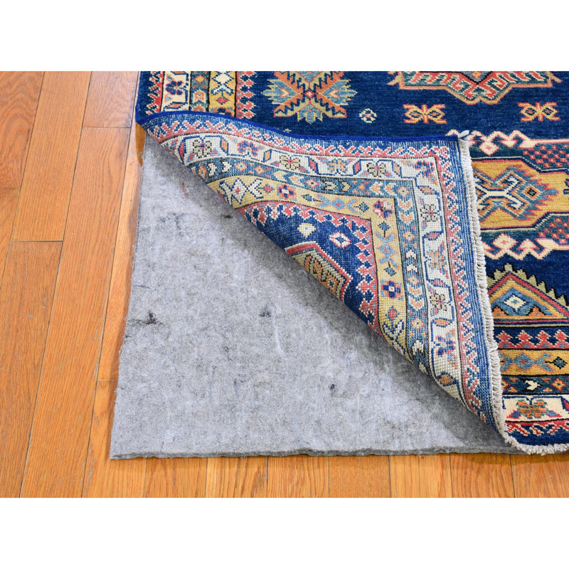 Tapis bleu denim super Kazak en laine à motif géométrique 3 pi 9 po x 5 pi 9 po 390D7742E6544D1D9CD5BE82CC279F3B