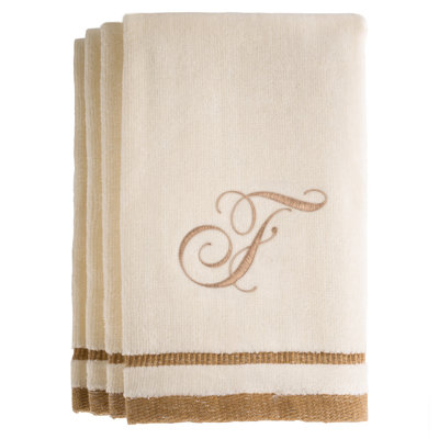  Monogrammed 4 Piece 100% Cotton Fingertip Towel Set