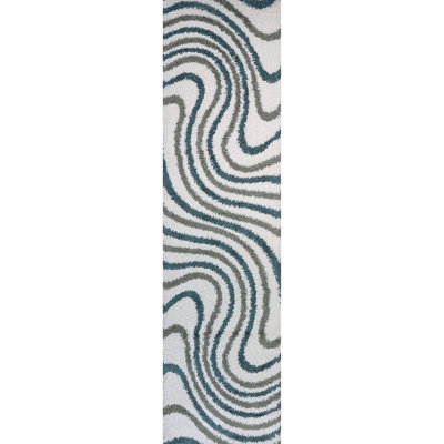 Moodi Modern Shaggy Area Rug Abstract Wavy Line Design