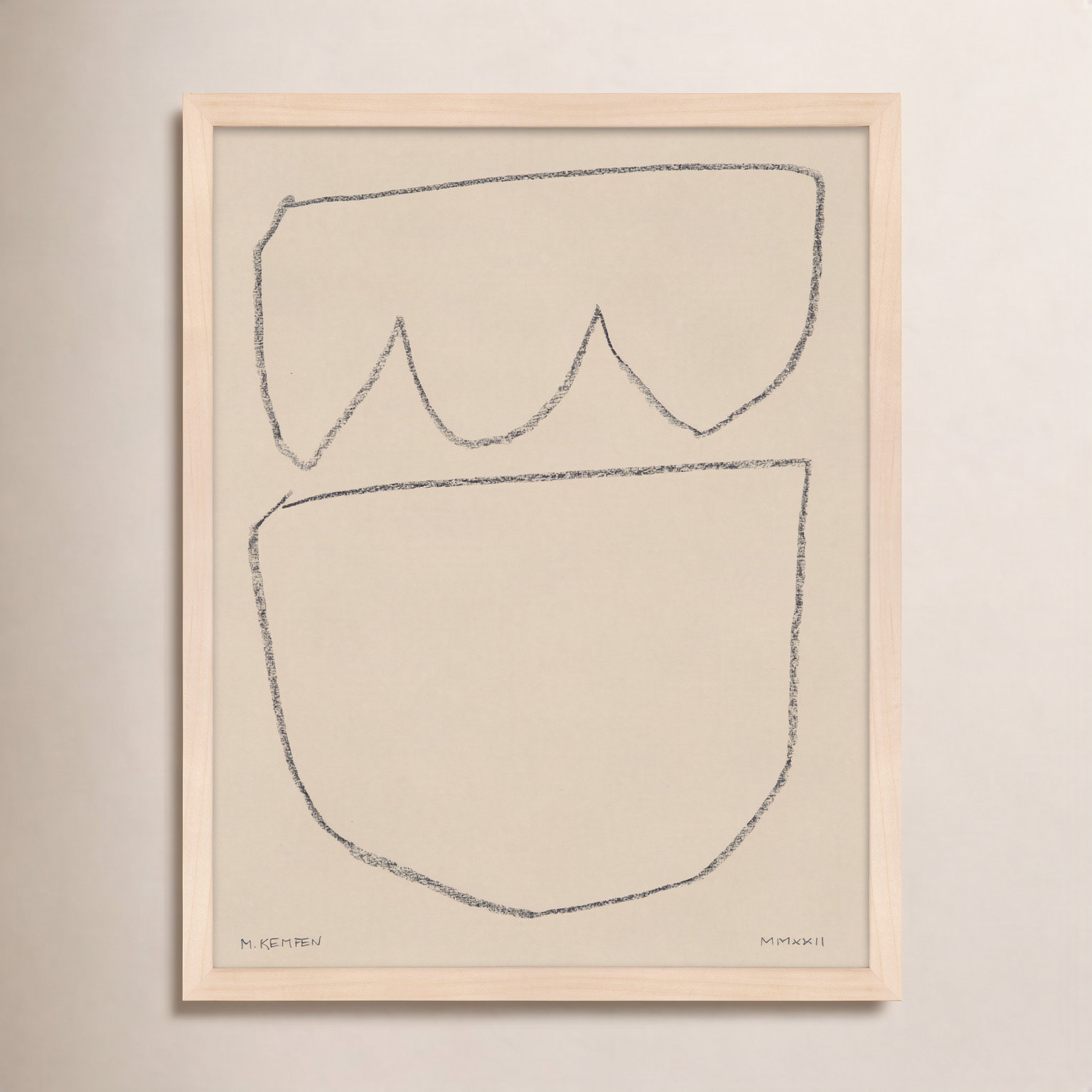 Freya "Outlines 8" Print, 16" W x 20" H, Maple Framed