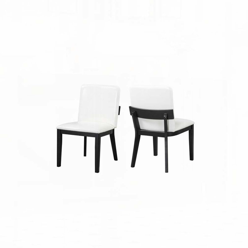 Ensemble de 2 chaises de salle à manger rembourrées modernes en cuir synthétique pour tout espace de vie, Noir