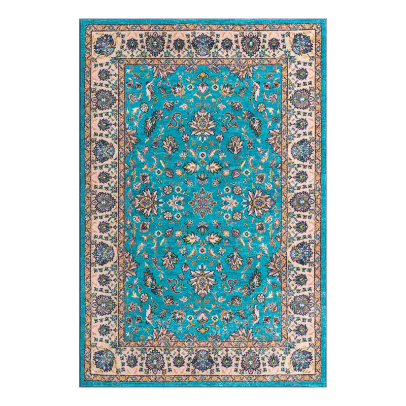 Tapis oriental bleu / brun, Rectangle 5 pi 3 po x 7 pi 9 po