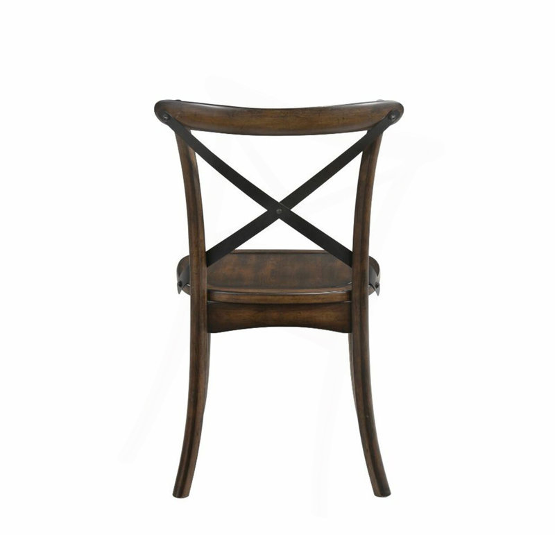 Ensemble de 2 chaises d'appoint à dossier en métal, chêne foncé et noir