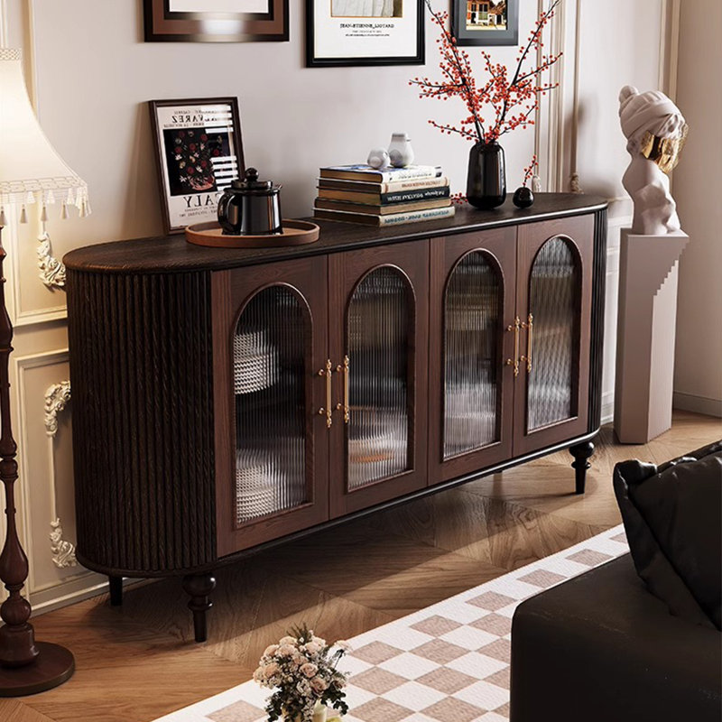 Buffet Retro Minimalist, Noir/noyer