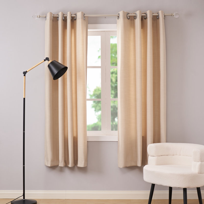 Marun Adjustable Overall Width x 0.75'' Diameter Single Curtain Rod, 28" - 48", Champagne