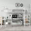 Grand lit mezzanine avec bureau en L, garde-robe et DEL pour enfants, adolescents et adultes-280478534