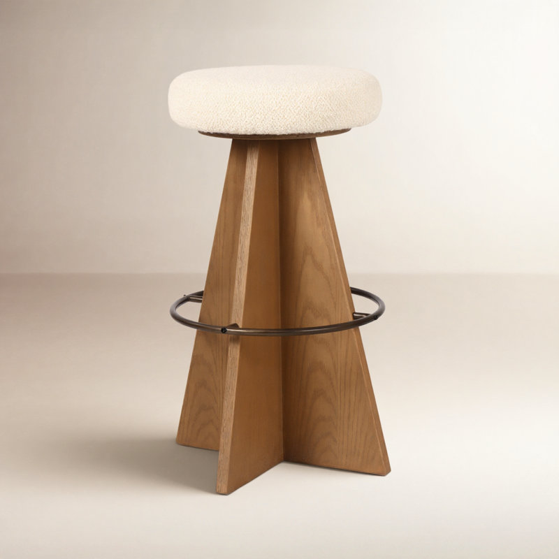 Damon Swivel Stool-Sapphire Khaki-Counter, Bar Stool (31" Seat Height), White, Brown