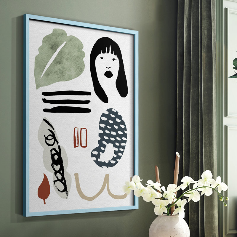 Collection encadrée Mindfulness II, impression sur bois massif, Bleu, H 10 po x l 8 po