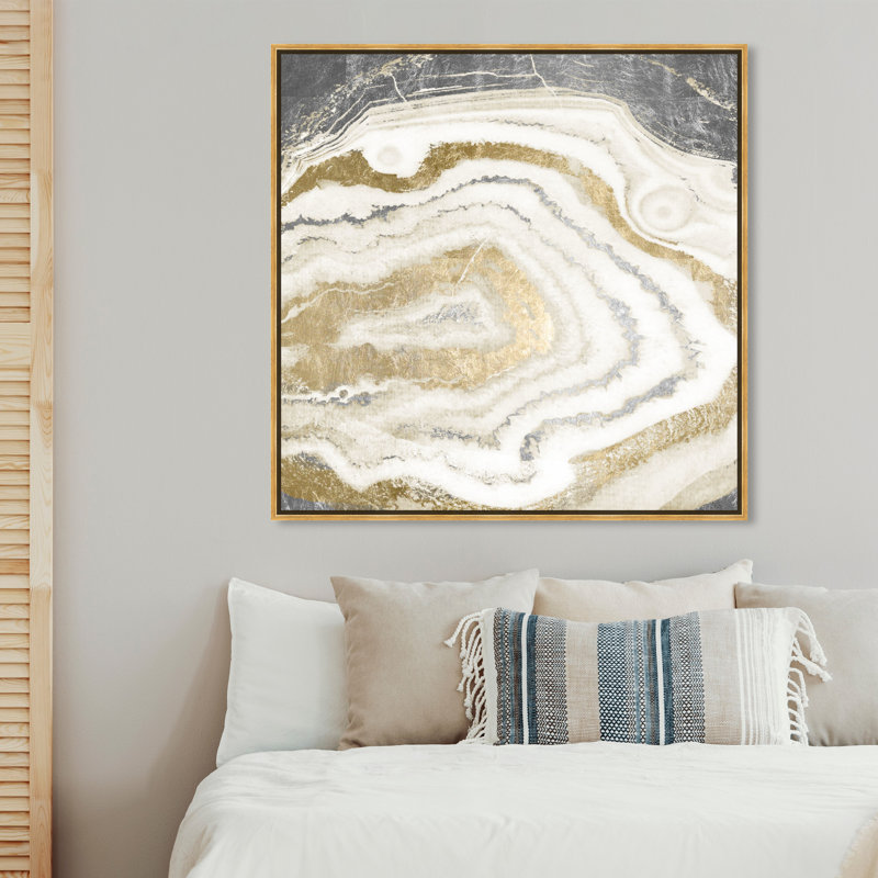 «Abstract Silver Gold Agate Geode Crystals», reproduction d'art graphique sur toile, H 40 po x l 40 po x P 2 po, Or