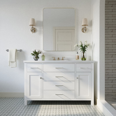 Meuble-lavabo simple 54 po avec plateau en quartz blanc Macnair