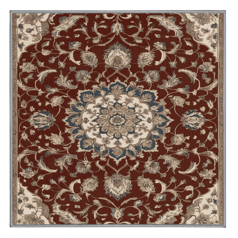Tapis persan gris lavable à la machine, Carré 4 pi