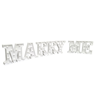 8.7" Tall Large LED Marry ME Marquee Signs Battery Operated Warm White Light Up Letters for Valentine Gift Wedding Party Banner Romantic Proposal