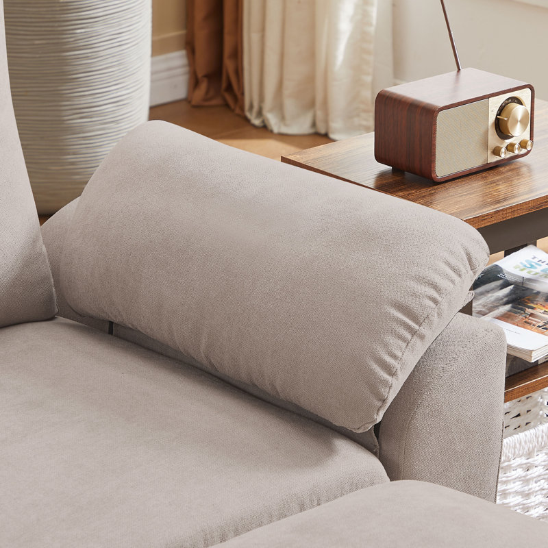 Canapé modulaire réversible avec repose-pieds de rangement 79,5 po, Mélange de lin beige