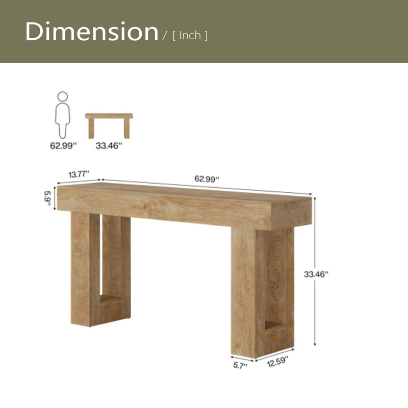 Elegant Console Table,Wooden Side Table, Natural