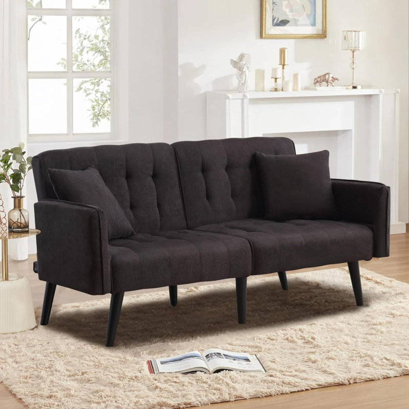 Petit canapé-lit moderne Mid-Century, Noir