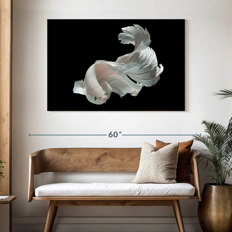 Poisson Betta blanc Brampt, H 32 po x l 48 po