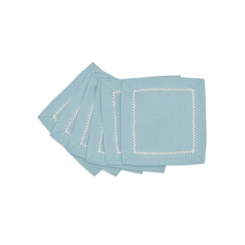 Inverted Picot Edge Cocktail Napkin, Dusty Blue