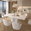 Table de salle à manger extensible pour table de cuisine extensible en bois de faux marbre blanc moderne 6-10 avec base à double colonne, grande table de salle à manger rectangulaire (table seulement)