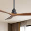 Ventilateur de plafond classique à 3 pales en bois massif 52 po avec télécommande et sans lumières Sofucor Kemp-1897390986
