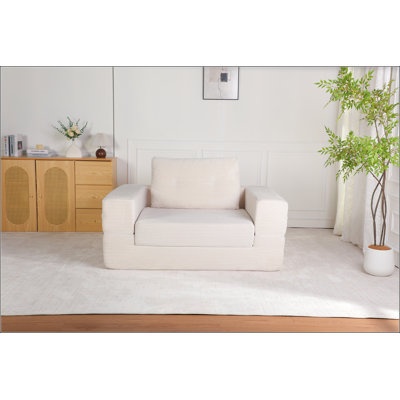 Canapé-lit à compression pour homme avec coussin, sans assemblage, beige