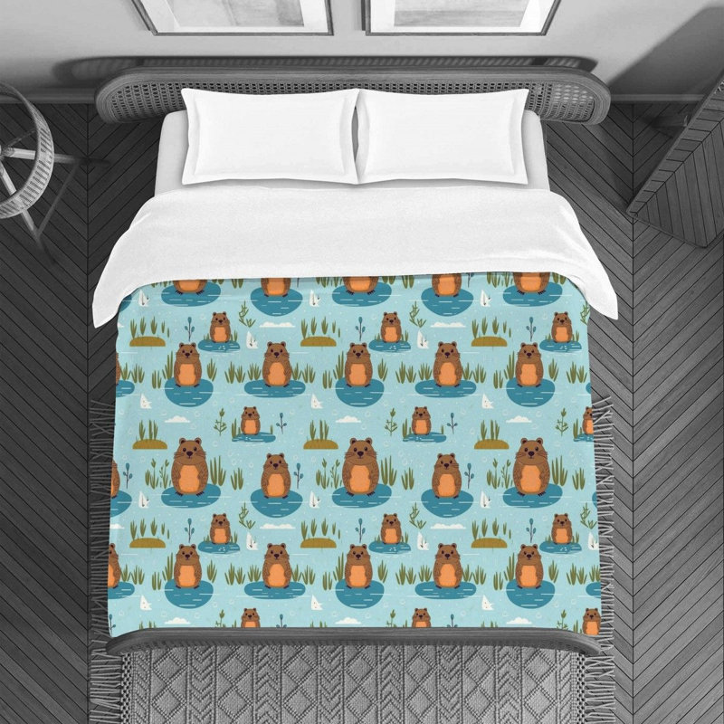 Beaver Wildlife Polyester Duvet Cover, King Duvet Cover