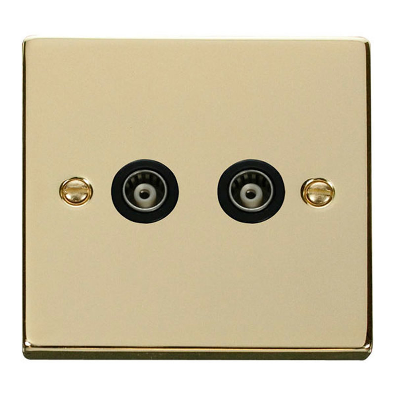 Polished Brass Twin Isolated Coaxial Socket