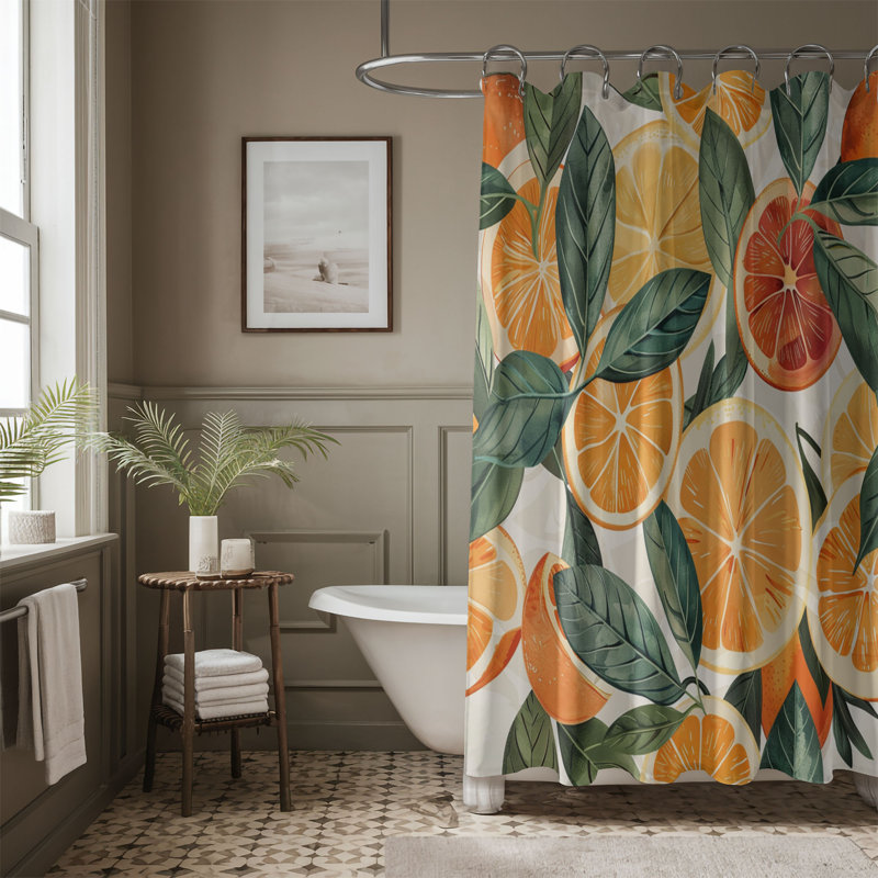 Rideau de douche standard 1 pièce Old Leaves Orange Leaves, H 74 po x l 71 po