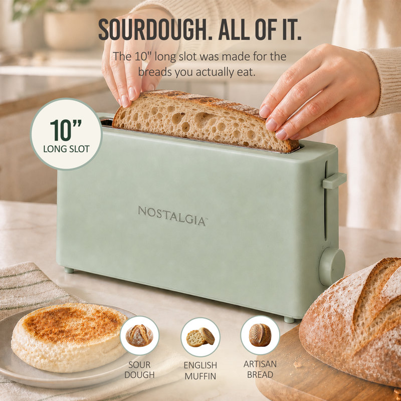 Slim 2-Slice Space-Saving Toaster, Sage, Sage