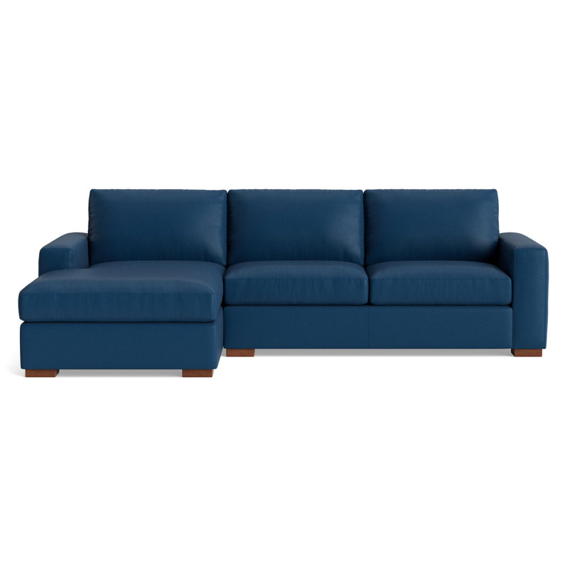 Couch Potato Chaise Sectional, Left Hand Facing, Leather - Deep Blue