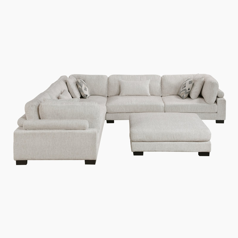 Canapé modulaire en velours côtelé 135 po Brinsley, Beige