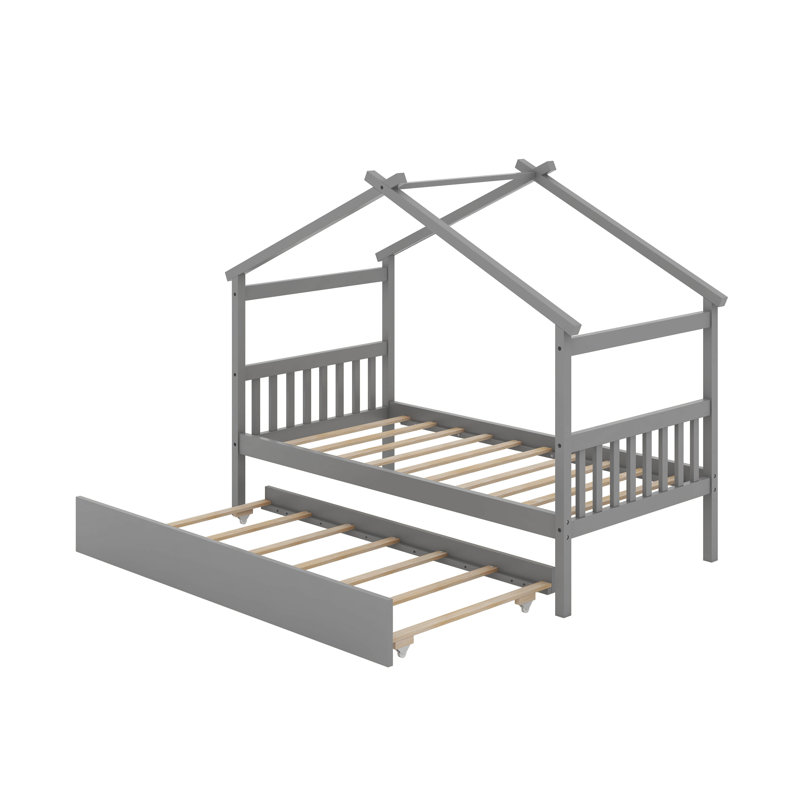 Lit en bois avec couchette, Simple, gris