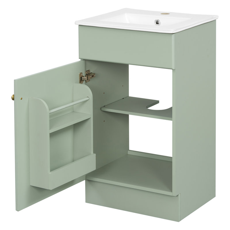 Meuble-lavabo autoportant avec lavabo et porte à fermeture douce