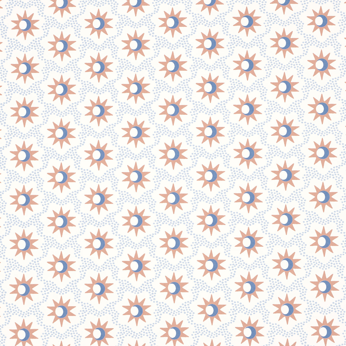 Schumacher Lucie Wallpaper Roll, Clay/Blue