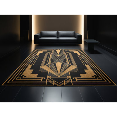 Soft Plush Feeney New Years Modern & Contemporary Abstract Area Rug in Gray – Black Binding