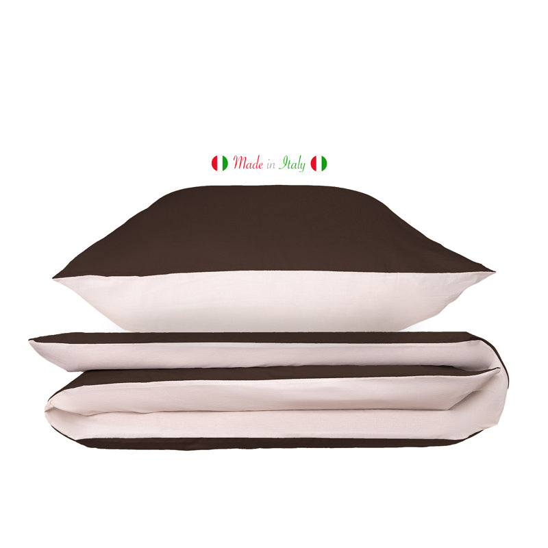 Cotton Duvet Set, Kingsize - 2 Pillowcases (80 x 80cm), Cocoa/Cream