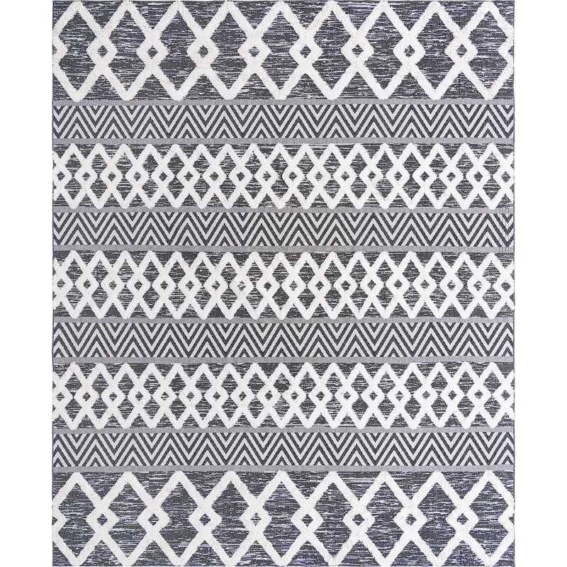 Tapis contemporain de couleur noire Jordalier, Rectangle 9 pi 10 po x 12 pi