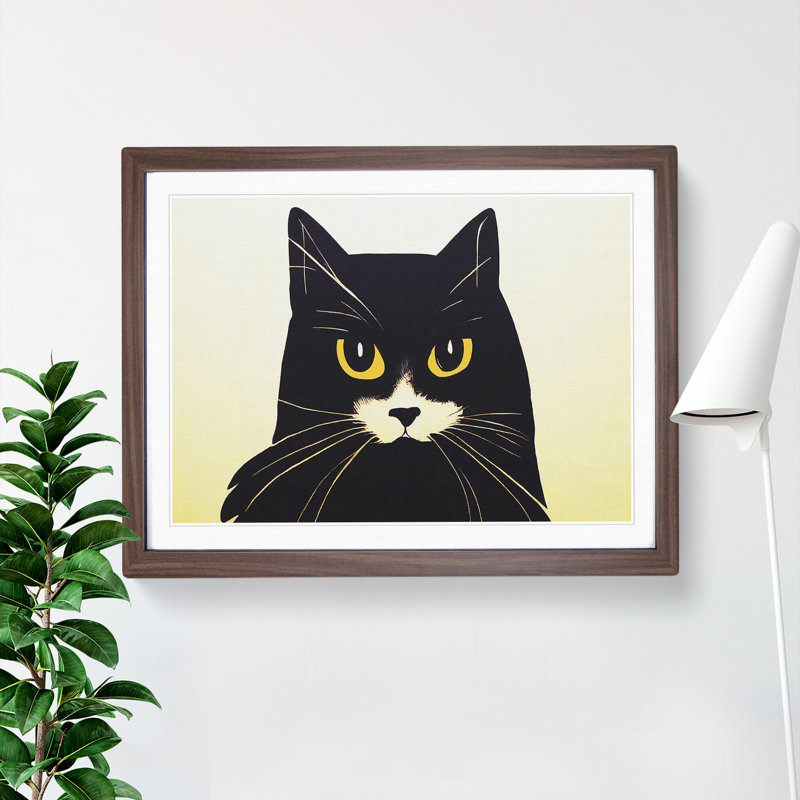 XH1022-6819X Peaceful Cat Abstract 1 Piece Wall Art, 25cm H x 34cm W x 2cm D, Brown