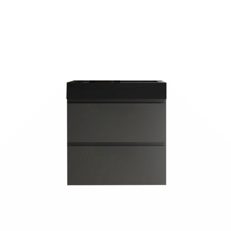 Meuble-lavabo simple mural 24 po avec plateau en mélamine Connon, Noir / gris