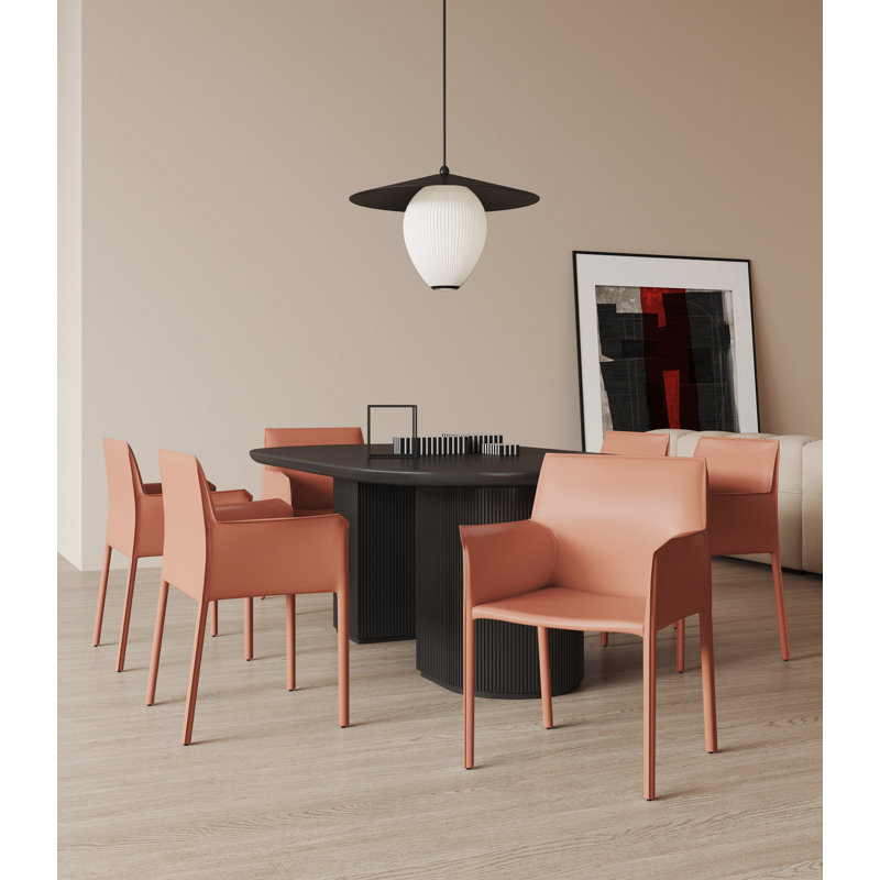 Bencion Faux Leather Upholstered Side Chair, Clay, 2