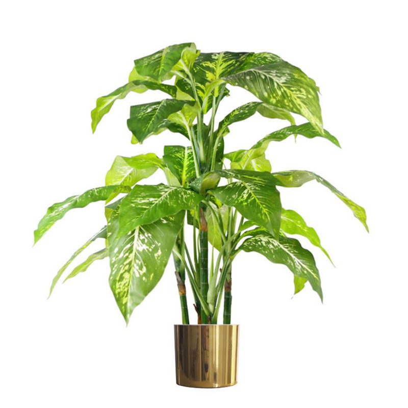 100cm Faux Tree in Metal Planter, Gold