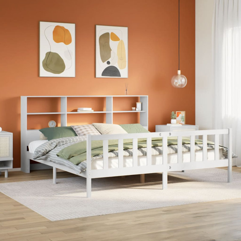 Solid Wood Storage Bed, White
