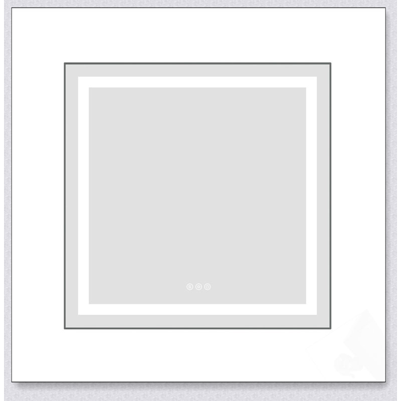 Miroir de salle de bain DEL, Verticale, Gris, 30 po x 30 po