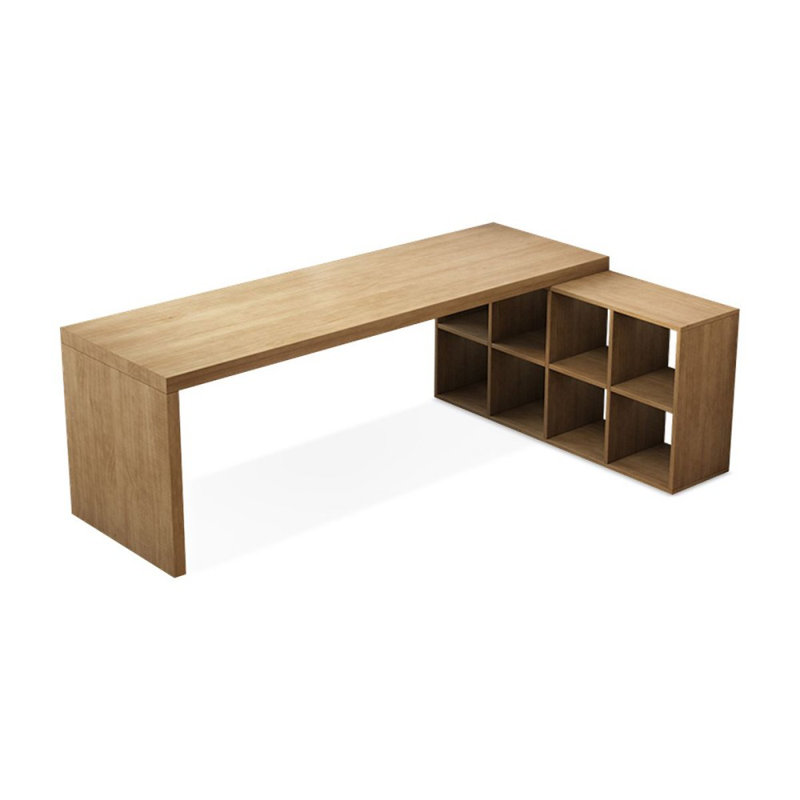 78.74" Wood colour L-Shaped Solid Wood Desks, 29.53" H x 78.74" W x 55.12" D, Right Hand Return