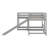 Wood 4 Beds Frame In 1, L-Shaped Full And Twin Size Bunk Bed With Slide, Short Ladde And Full-Length Guardrail-1620710011