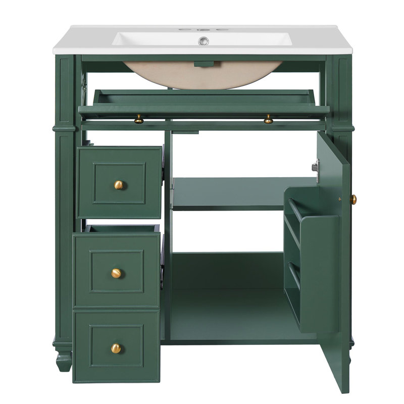 Armoire de salle de bain 30 po avec rangement, Vert