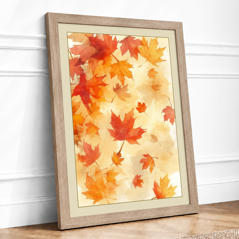 Autumn Leaves Falling Botanical - Print, A1 - 84.1 x 59.4 cm, Oak