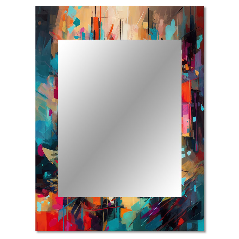 Exploring Abstracted Tranquility II - Geometric Decorative Mirror, Modern Wall Mirror, Printed Metal Art, 40" x 30"