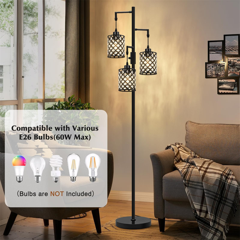177.8cm Column Floor Lamp, Black